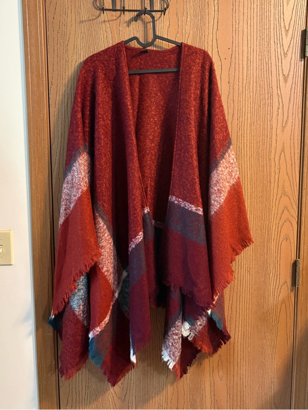 Plaid Sweater Flowy Shawl